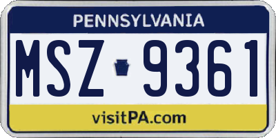PA license plate MSZ9361