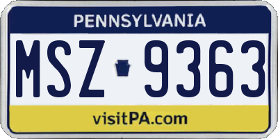 PA license plate MSZ9363