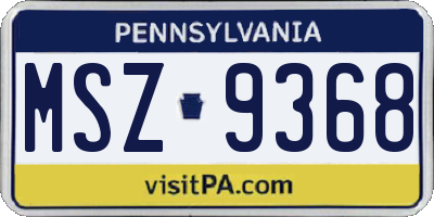 PA license plate MSZ9368