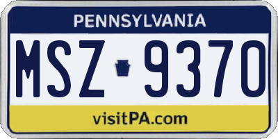 PA license plate MSZ9370