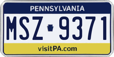 PA license plate MSZ9371
