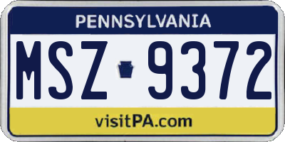 PA license plate MSZ9372