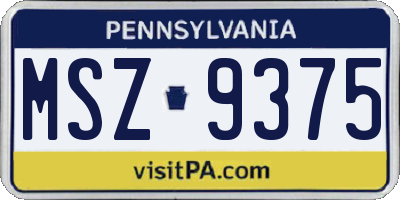 PA license plate MSZ9375