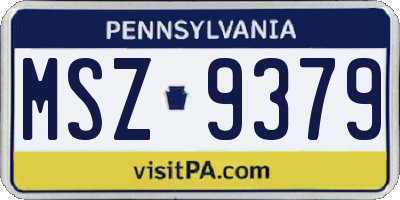 PA license plate MSZ9379