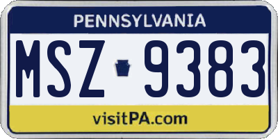 PA license plate MSZ9383