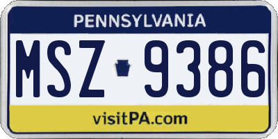PA license plate MSZ9386