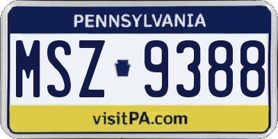PA license plate MSZ9388