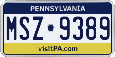 PA license plate MSZ9389