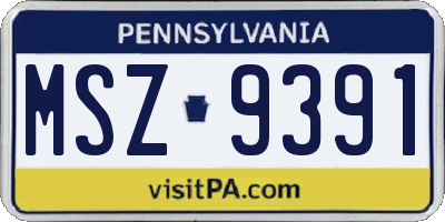 PA license plate MSZ9391