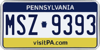 PA license plate MSZ9393