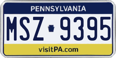 PA license plate MSZ9395