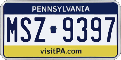 PA license plate MSZ9397