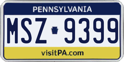 PA license plate MSZ9399