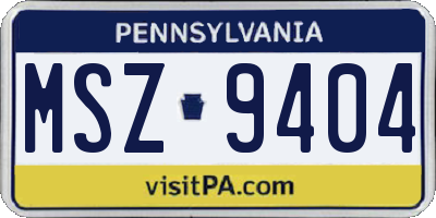 PA license plate MSZ9404