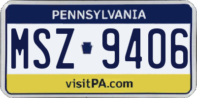 PA license plate MSZ9406