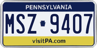 PA license plate MSZ9407