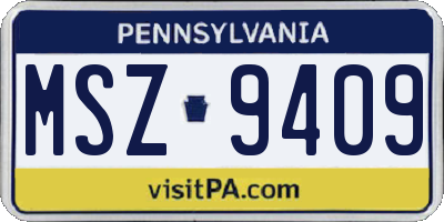 PA license plate MSZ9409