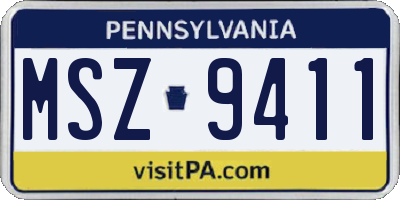 PA license plate MSZ9411