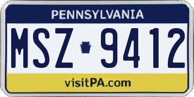 PA license plate MSZ9412