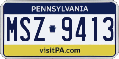 PA license plate MSZ9413