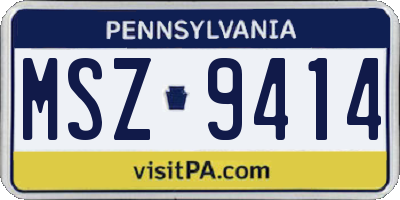 PA license plate MSZ9414