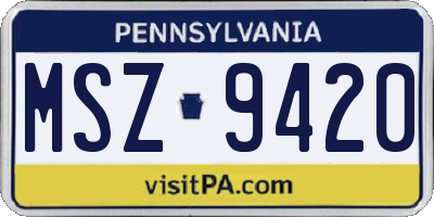PA license plate MSZ9420