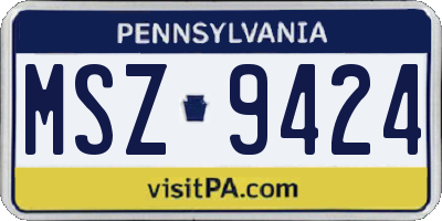 PA license plate MSZ9424