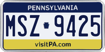 PA license plate MSZ9425