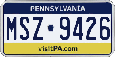 PA license plate MSZ9426