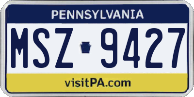 PA license plate MSZ9427