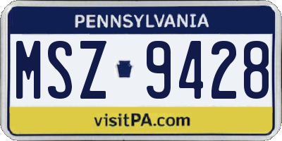 PA license plate MSZ9428