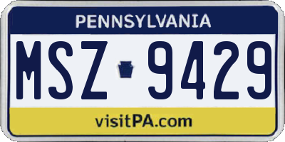 PA license plate MSZ9429