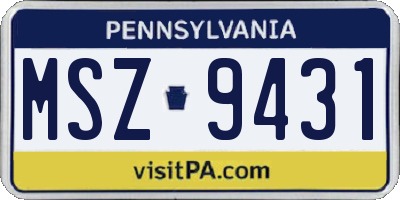 PA license plate MSZ9431