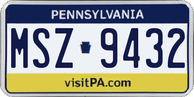 PA license plate MSZ9432
