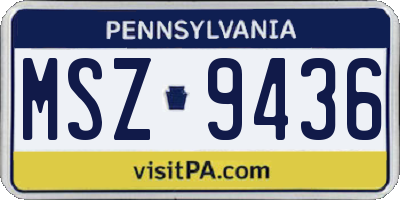 PA license plate MSZ9436