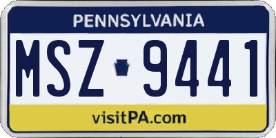 PA license plate MSZ9441