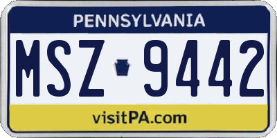 PA license plate MSZ9442