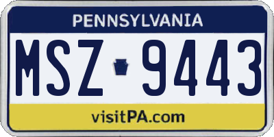 PA license plate MSZ9443