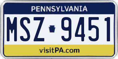 PA license plate MSZ9451