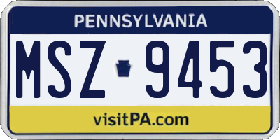 PA license plate MSZ9453