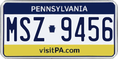 PA license plate MSZ9456