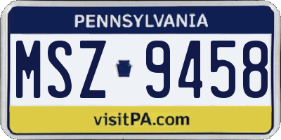 PA license plate MSZ9458