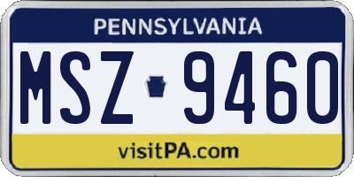 PA license plate MSZ9460