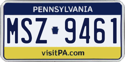 PA license plate MSZ9461