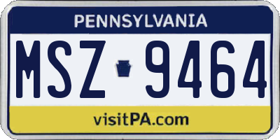 PA license plate MSZ9464