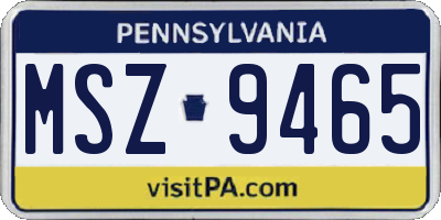 PA license plate MSZ9465