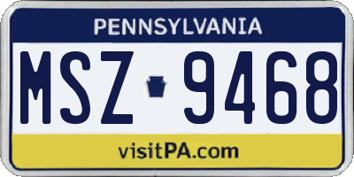 PA license plate MSZ9468