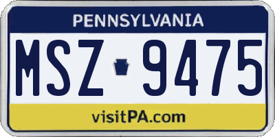 PA license plate MSZ9475