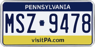 PA license plate MSZ9478