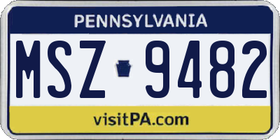 PA license plate MSZ9482